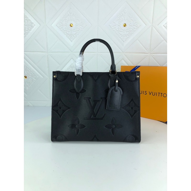 Túi xách nữ Louis Vuitton LV tote on the go da thật cao cấp bản logo to dập chìm