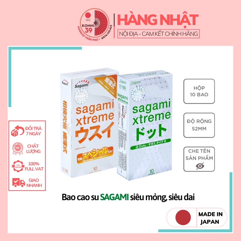 Bao Cao Su Sagami Xtreme White Box Siêu Dai - Mỏng Chạm Đỉnh - Có Gel Bôi Trơn Nhật Bản Hộp 3-10 Chiếc