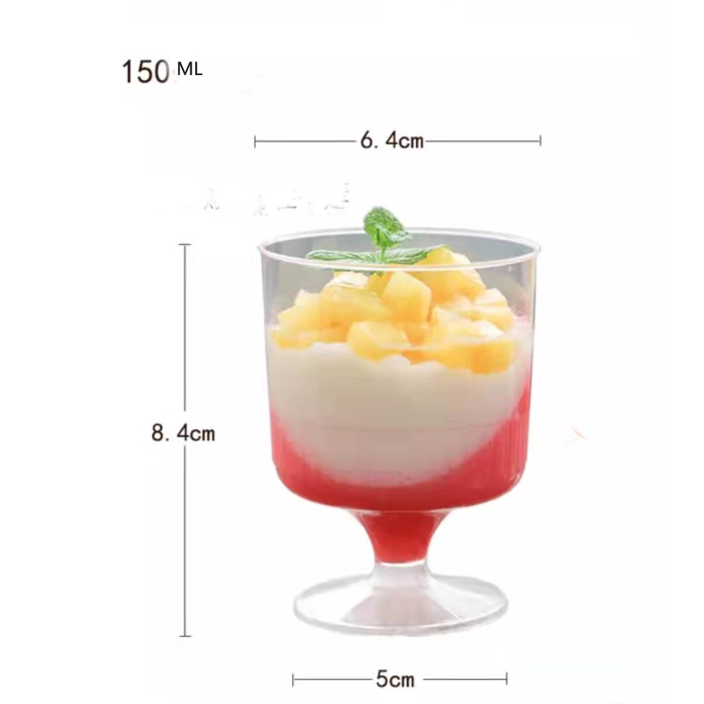 Set 10 Cốc Nhựa Đựng Bánh Tráng Miệng Dùng Một Lần Kèm Muỗng
