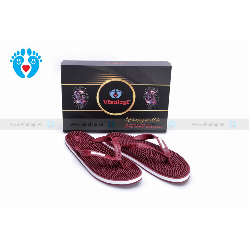 dép massage vinalogi đỏ bordo