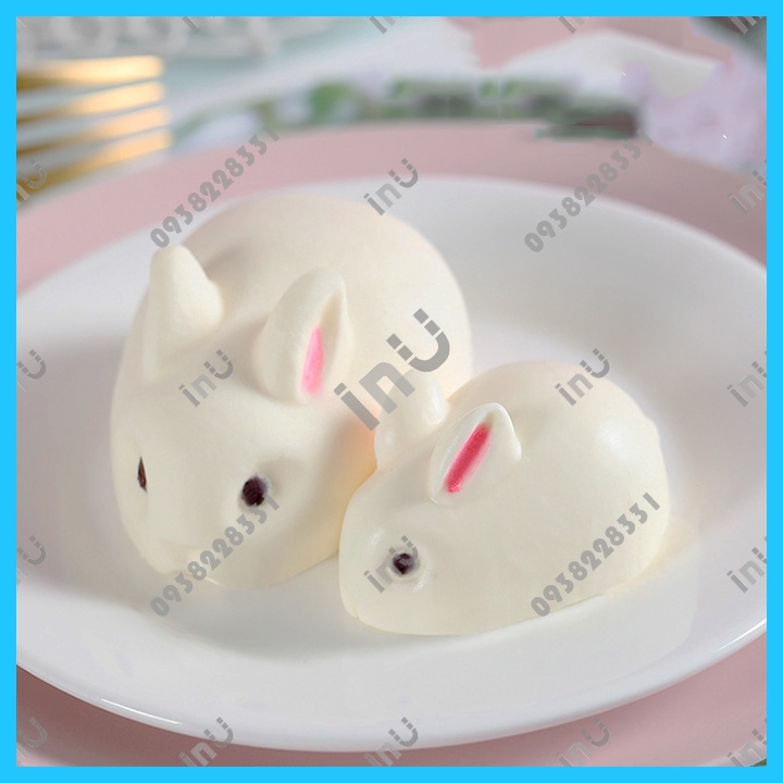 Khuôn silicon thỏ ngọc mẹ 6 con lớn làm rau câu pudding, bánh nướng