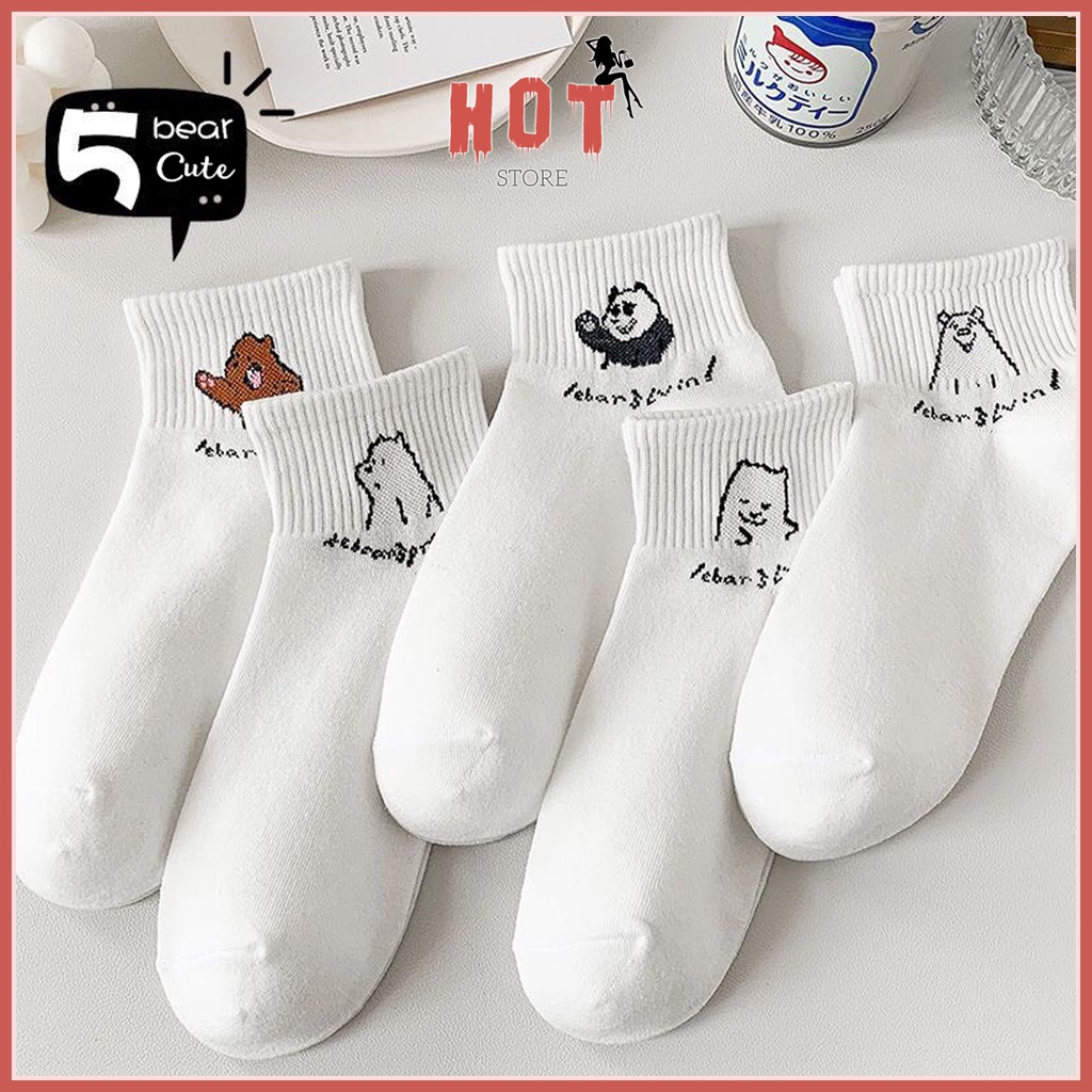 Tất cổ ngắn họa tiết hình thú dễ thương, chất liệu vải Hàn chống hôi chân - Hot Shop
