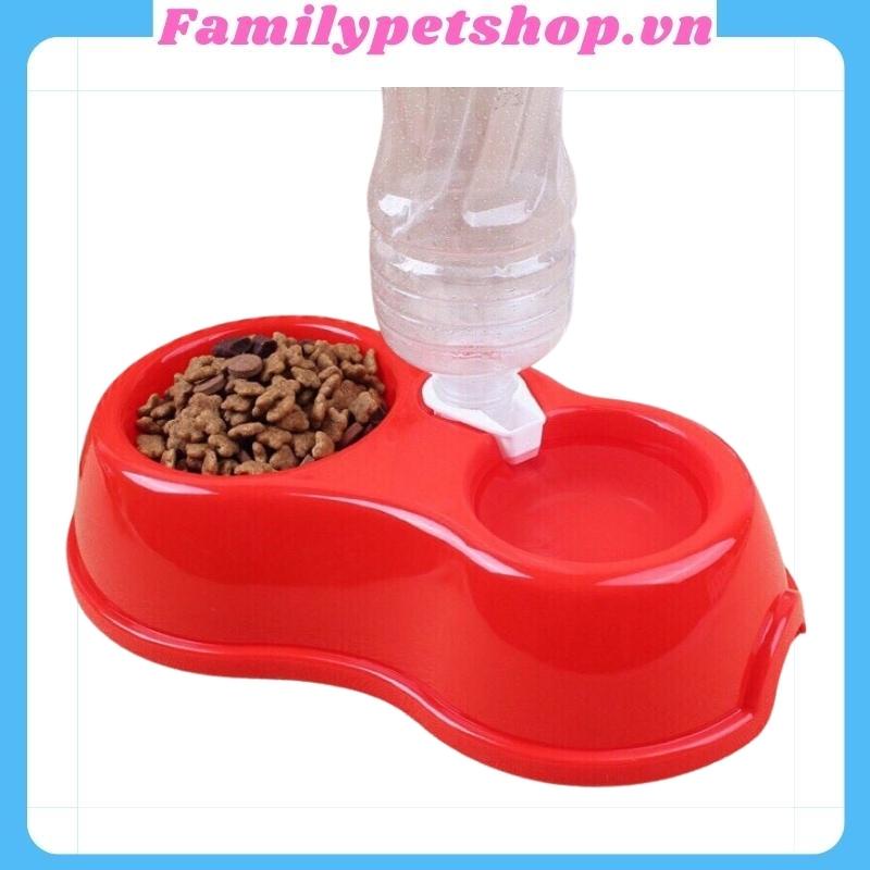 Bát ăn cho chó mèo bát nhựa đôi có gắn bình nước tự độngfamilypetshop.vn