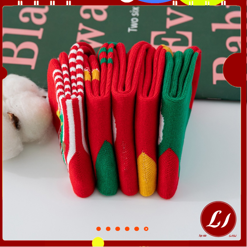 SET TẤT NOEL cổ cao hàng đẹp cho bé tặng Chun xoắn nhỏ nhắn cho bé 3-10 tuổi