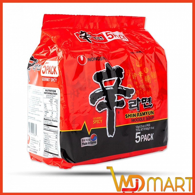 Combo 5 gói Mì cay nước Shin Ramyun Hàn Quốc