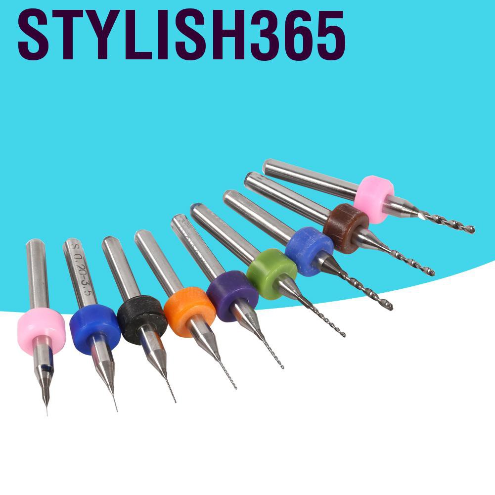 Stylish365 10pcs PCB Print Circuit Board Carbide Micro Drill Bits Tool Set for CNC SMT