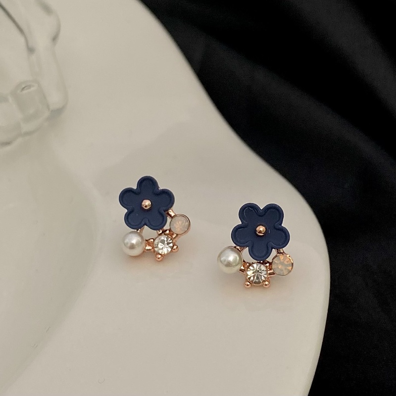 Hoa tai nữ kim cương xanh Hoa tai ngọc trai Hoa tai phong cách Hàn Quốc cổ điển tinh tế