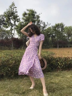 Maxi tím hoa cúc đắp chéo 💛