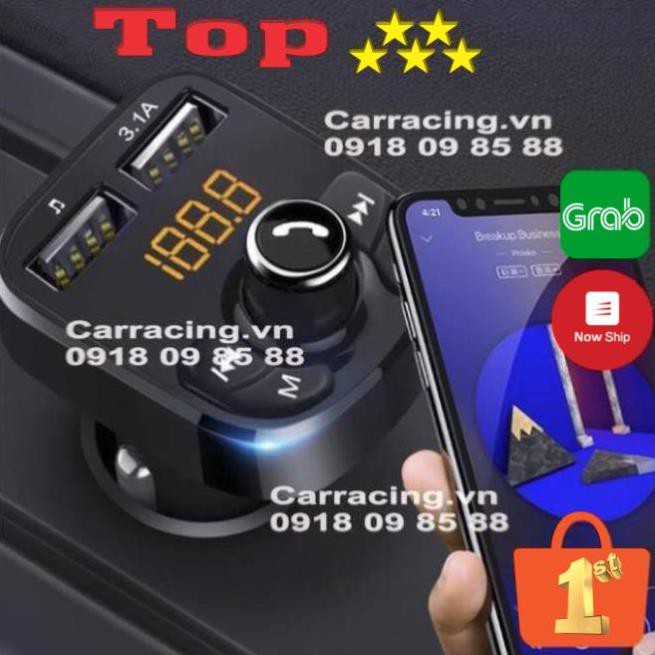 Tẩu Sạc CAR CHANGER Bluetooth 5.0 Tốc Độ Nhanh 3.0 Cho Xe Hơi có nút MENU VÀ FM