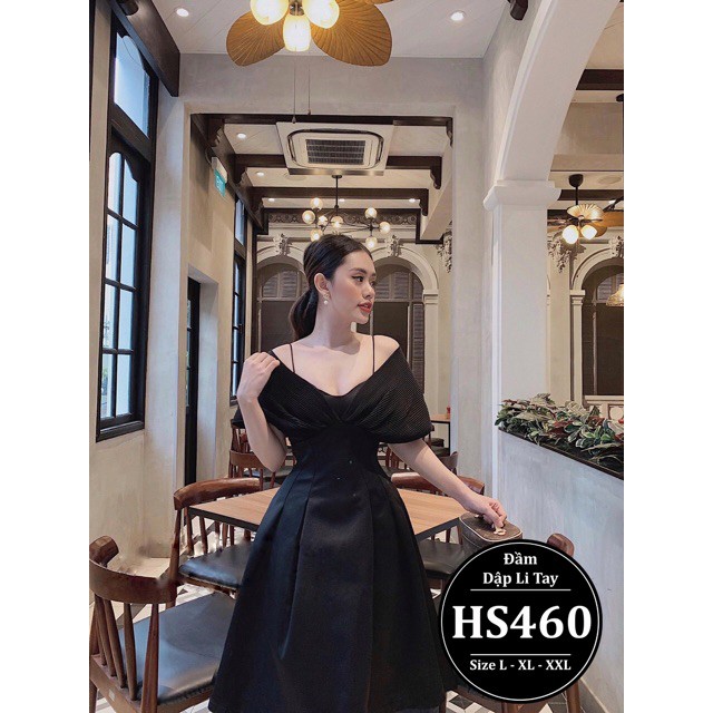 Đầm bigsize nữ dập li thiết kế dáng xòe dự tiệc sang chảnh HS460 - Màu trắng đen - size 55-90kg L XL XXL  ྆