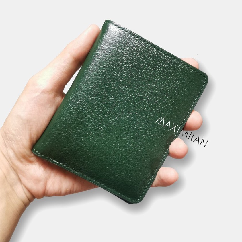 VÍ ĐỨNG MINI XANH LÁ/ XANH LỤC - DA BÒ GRAIN THẬT 100% - Follow shop giảm 20K