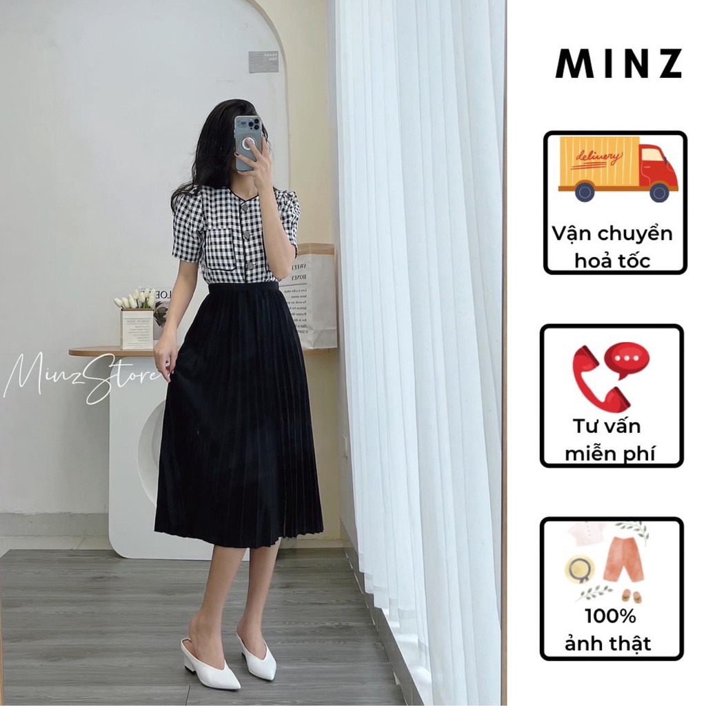 Chân Váy Công Sở MINZ STORE Mã 6019 Thiết Kế Dập Ly Nhỏ, Chất Liệu Chifon