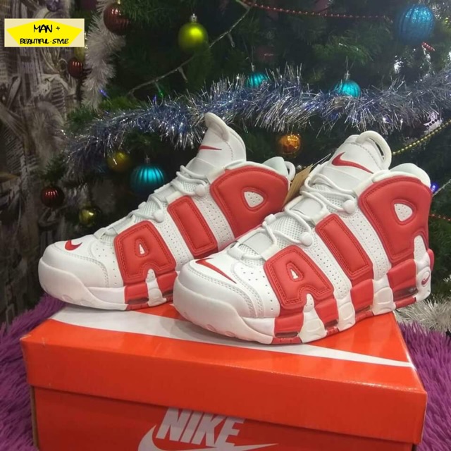 [HẠ GIÁ] (Có sẵn) giày AIR MORE UPTEMPO trắng chữ đỏ