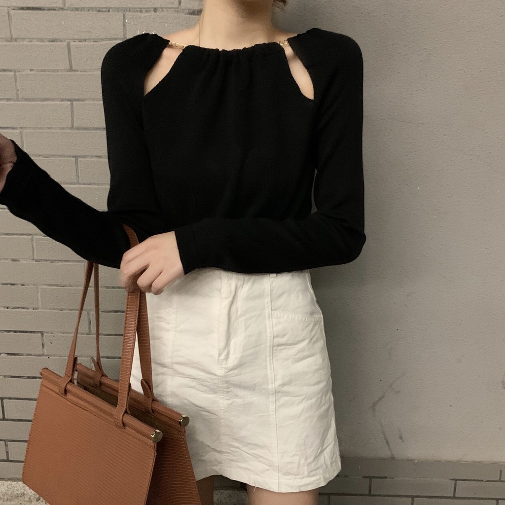 Áo Kiểu Thiết Kế Cổ Yếm Phối Tay Dài Thanh Lịch Thời Trang Mùa Thu Cho Nữ | BigBuy360 - bigbuy360.vn