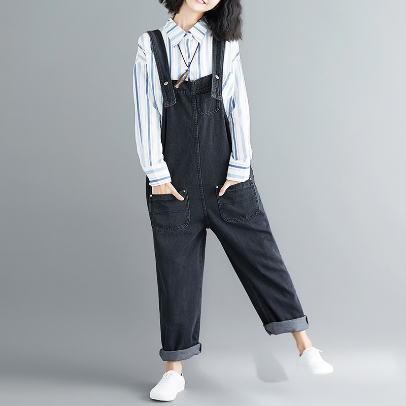 (Q005) Yếm quần jeans đen cá tính | BigBuy360 - bigbuy360.vn