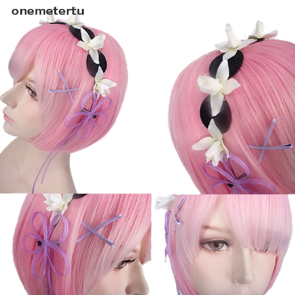 Bộ Tóc Giả Hóa Trang Nhân Vật Ram Twins Màu Hồng / Xanh Trong Anime Re: Zero
