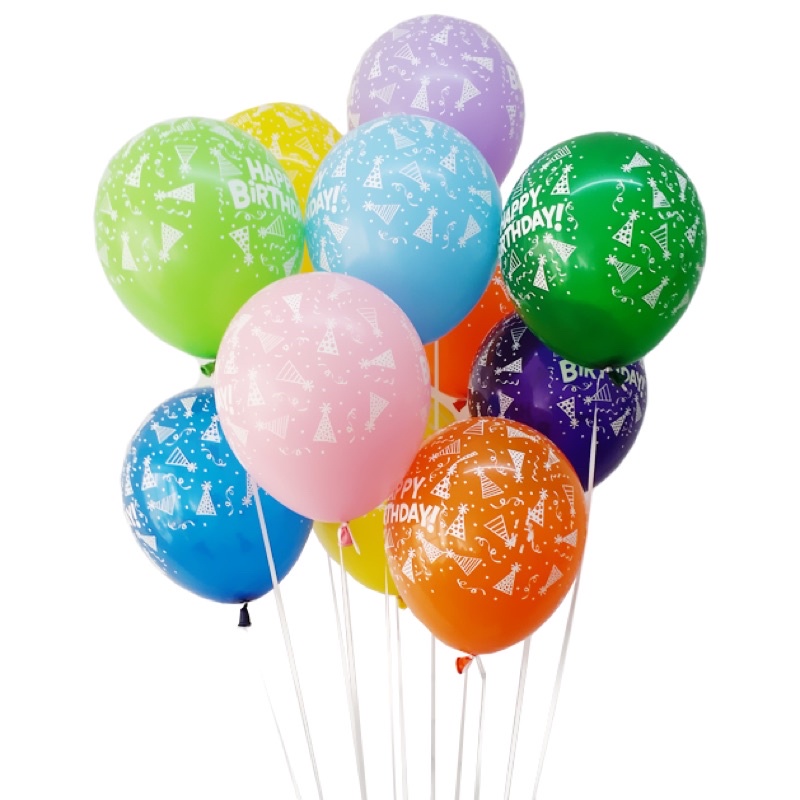 Sỉ 100 vỏ bóng bay đủ màu in chữ happy birthday 28cm HG88