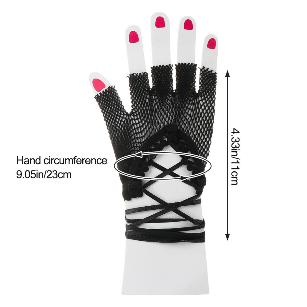 Găng Tay Ren Lưới Hở Ngón Màu Đen Phong Cách Gothic Lolita Quyến Rũ Cho Nữ
