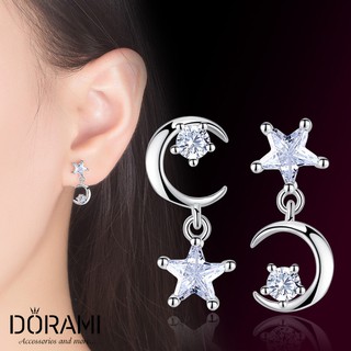 Bông tai sole mặt trăng ngôi sao, bông tai nữ, bông tai bạc, bông tai xinh xắn