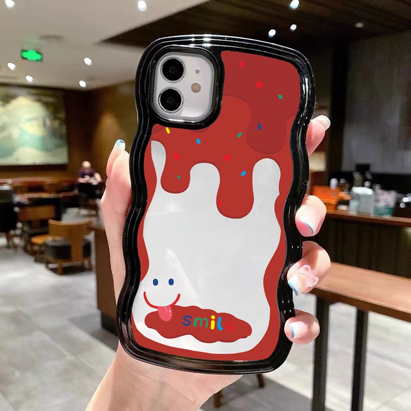 Suntaiho Ốp lưng iphone Ốp Điện Thoại mềm hình kem mặt cười phối cát chảy thích hợp cho iPhone 11 13 12 Pro PM X XS Max XR 7 8 Plus