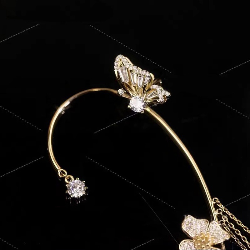 Bông Tai Dạng Kẹp Hình Bướm Đính Đá Zircon Lấp Lánh Thời Trang Cho Nữ dreamdiary