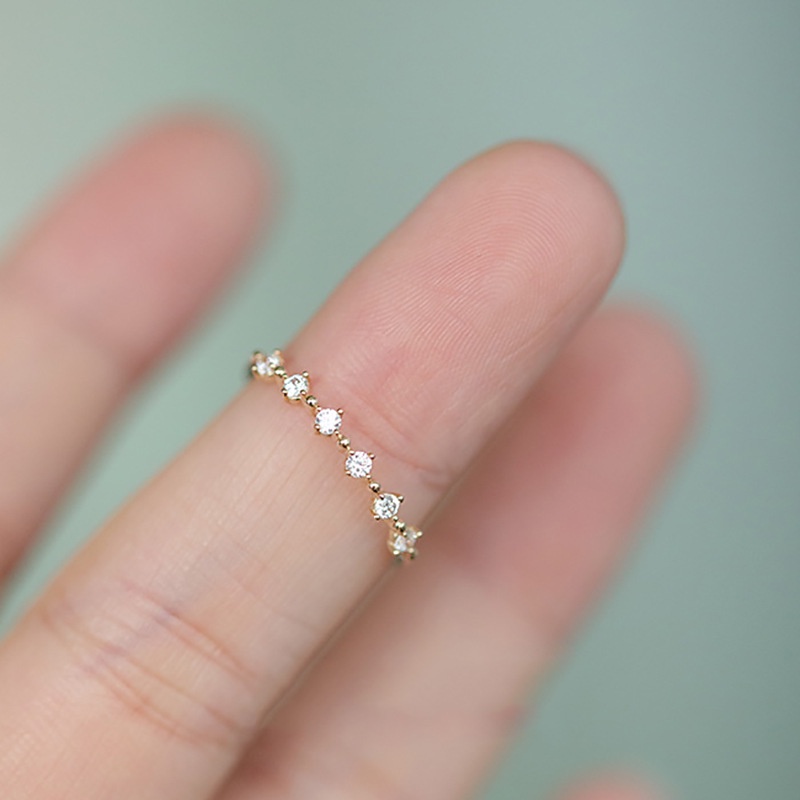 Nhẫn mạ bạc đính đá kim cương đơn giản thời trang cho nữ