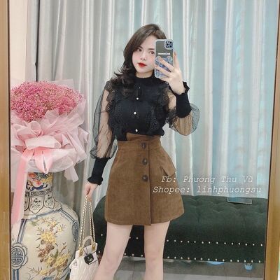 Áo len Quảng châu pha ren tiểu thư