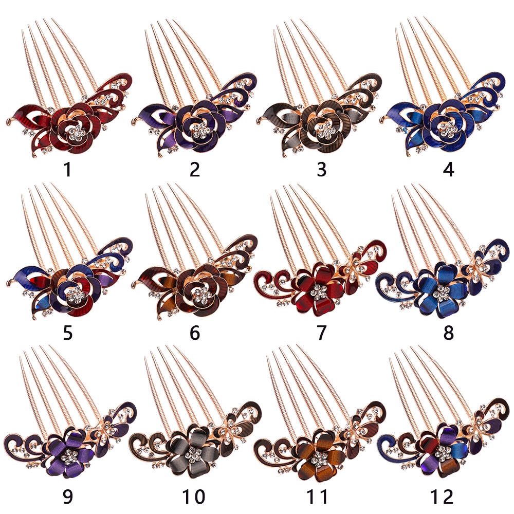 Trâm Cài Tóc Hình Hoa Đính Đá Lấp Lánh Cho Cô Dâu