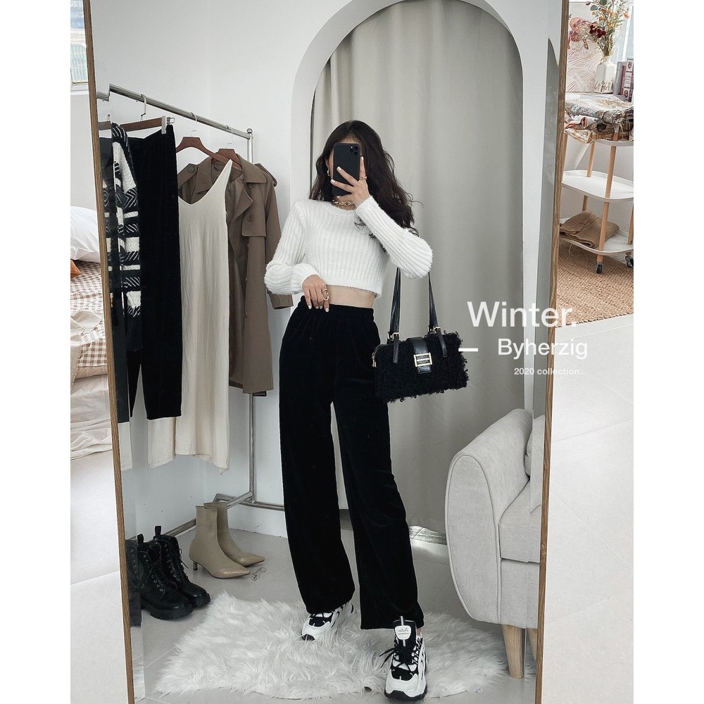 Quần culottes chất nhung gân cạp chun - Q1241 | BigBuy360 - bigbuy360.vn