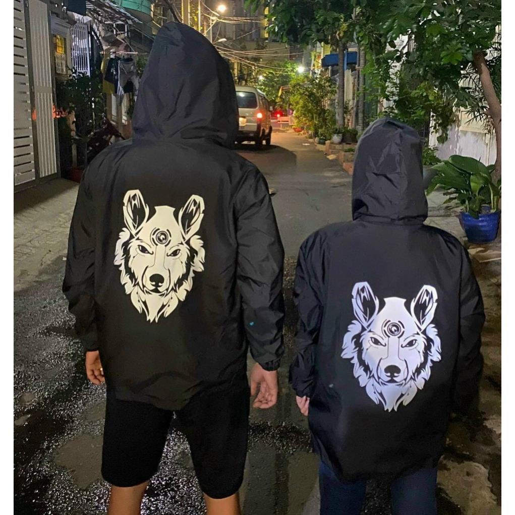 Áo Khoác Dù PHẢN QUANG Nam Nữ Đều Mặc Được Kiểu Bomber In Phản Quang Hình Chó Sói Đơn Giản Phối Màu Đa Dạng Siêu Hot