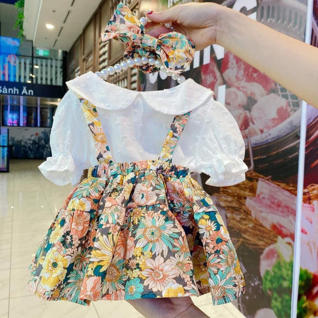 ❤️ FREESHIP ❤️ Sét Áo Yếm Kèm nơ cho bé thôi nôi - Quà đầy tháng Size 7-16kg