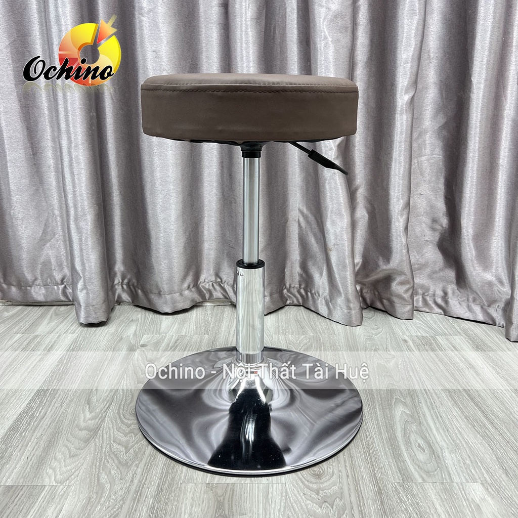 Ghế Trang Điểm, Ghế Chụp Hình Bọc Da Cao Cấp Mẫu Tròn Trơn Đơn Giản Chân Thấp 30-50Cm (Đủ Màu)