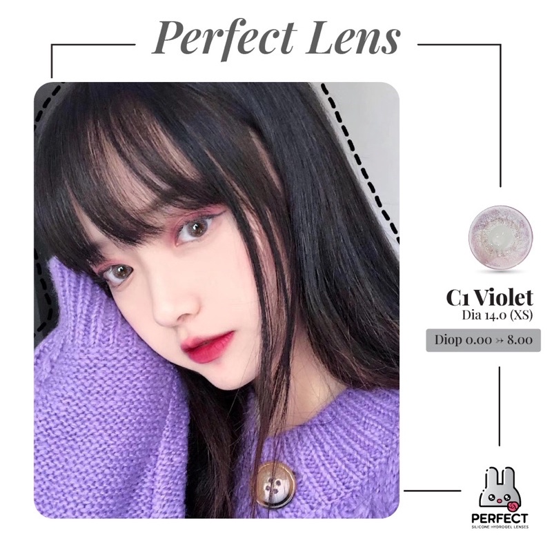 Lens mắt , kính áp tròng C1 VIOLET có độ cận và không độ , DIA 14.0 , Dành Cho Mắt Nhạy Cảm Giá Sale