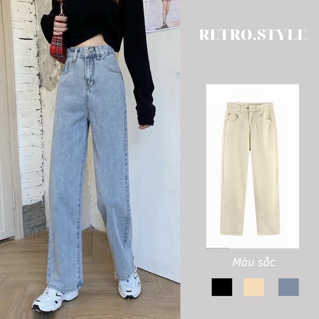 Quần Jean Dài Lưng Cao Ống Đứng 3 Màu Tùy Chọn Dễ Phối Trang Phục Phong Cách Hàn Quốc Cho Nữ 240