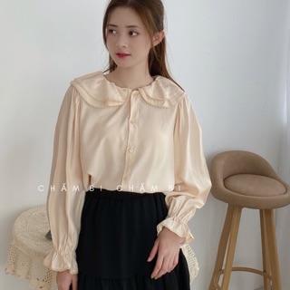 Áo babydoll cổ bèo 2 tầng viền ren