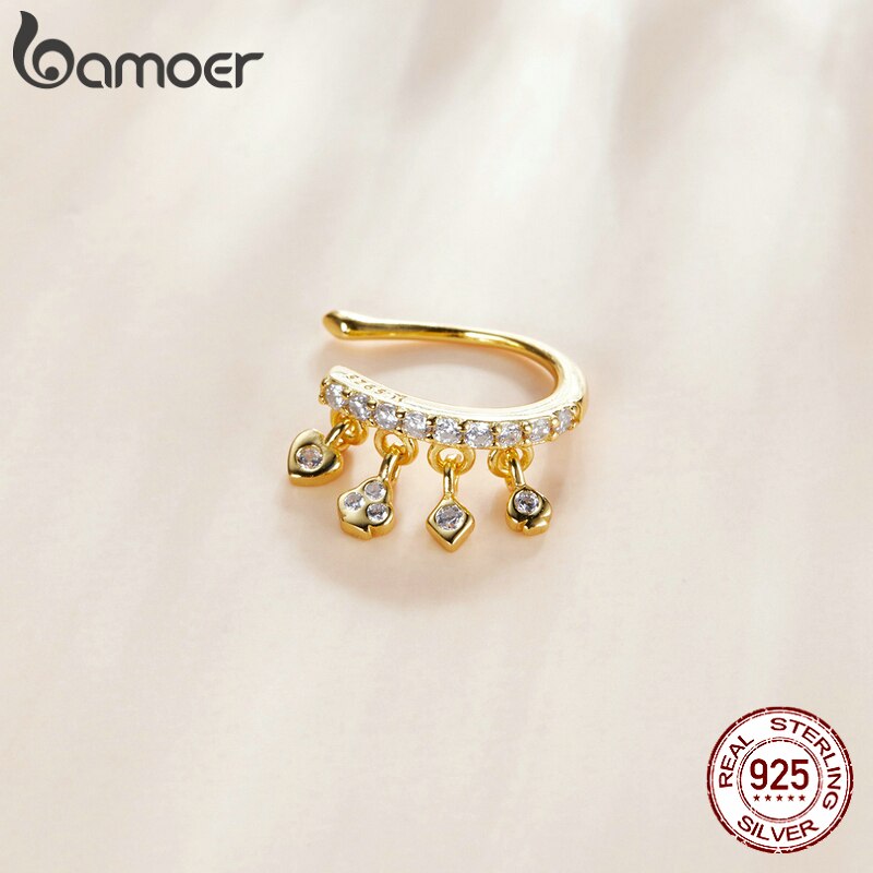 BAMOER 1 Khuyên Vành Tai bạc 925 Hình Lá Bài Poker SCE1075