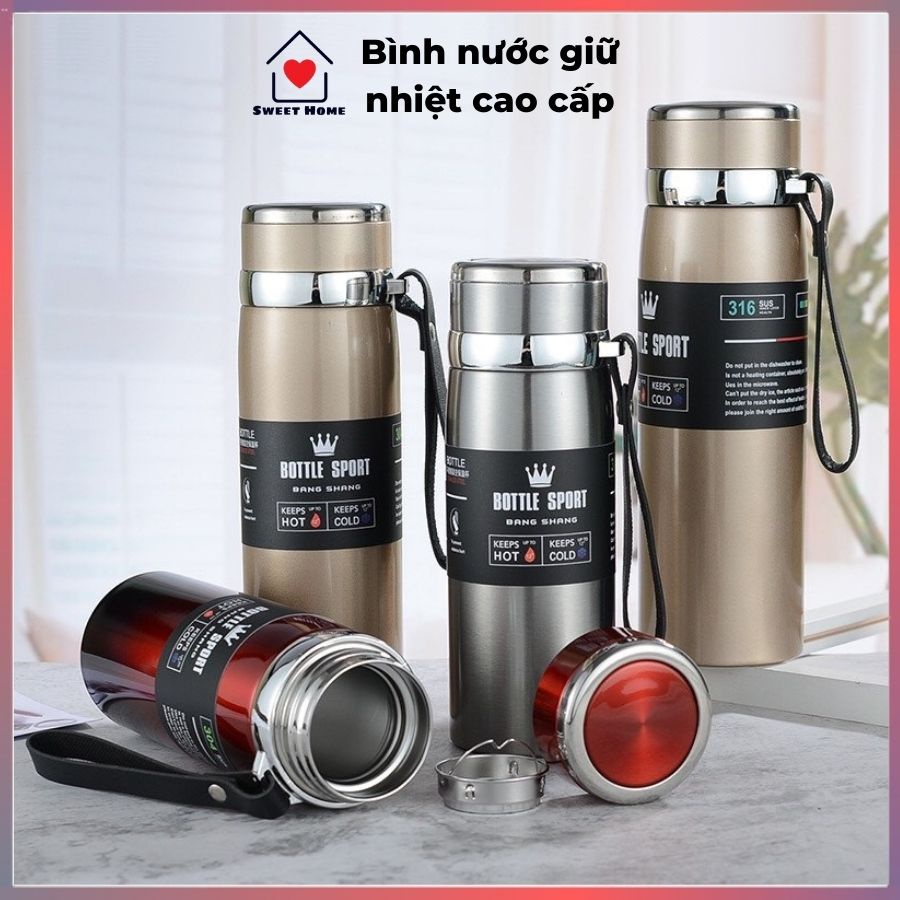 Bình Giữ Nhiệt Inox Bottle Sport 1000ML INOX 304 Kiểu Dáng Thể Thao Có Dây Xách Tiện Lợi