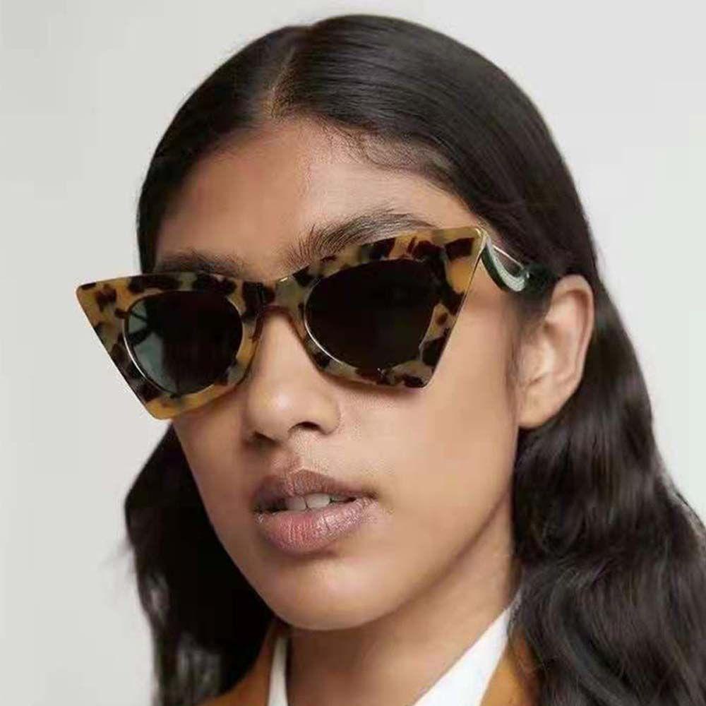 Kính Mát Gọng Mắt Mèo Chống Tia UV Họa Tiết Da Báo Thời Trang Cho Nữ