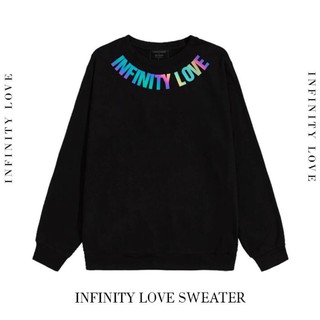 Áo Sweater phản quang in chữ INFINITY LOVE viền cổ [FREESHIP] Áo sweater dày dặn, áo sweater nam nữ đẹp,áo đôi đẹp