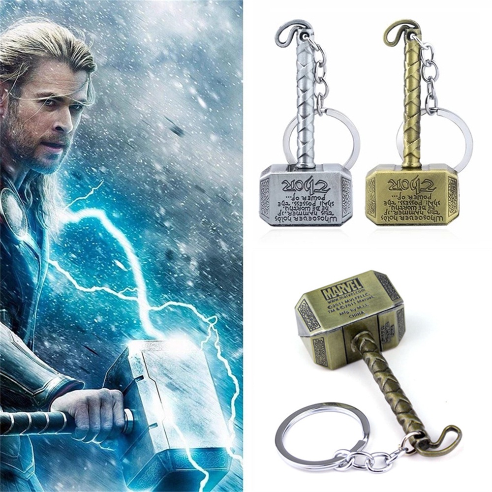 LANFY For Fans Marvel Avenger Keyrings Action Figure Toy Viking Odin Thor Hammer Keychain Keyrings Jewelry Movie Keyholder Special Dark World Ragnarok Car Bag Pendant Norse Mythology