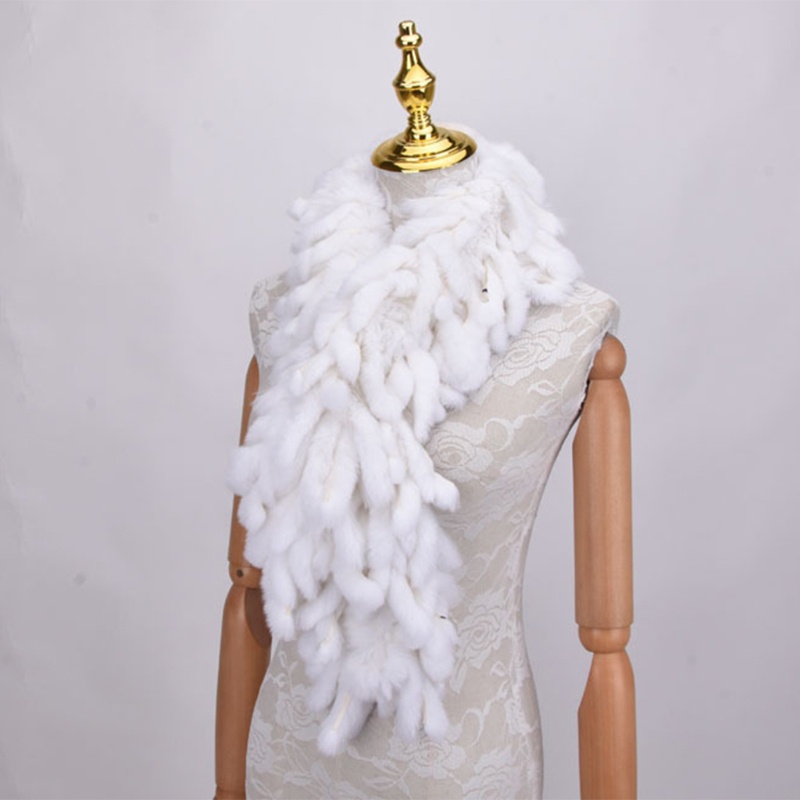 Khăn Choàng Dệt Kim Lông Thỏ Nhân Tạo Mềm Mại Màu Trơn Thoáng Khí Ấm Áp Thời Trang