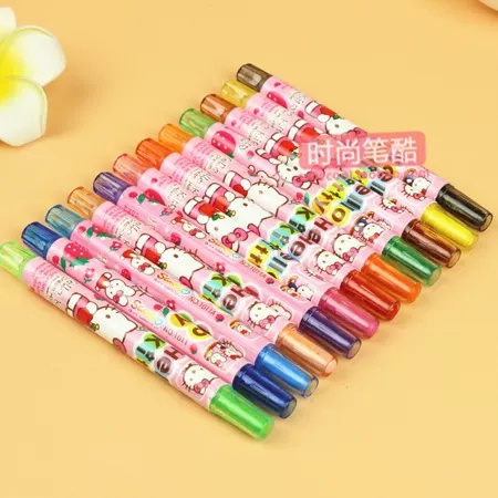 Bút sáp dầu Deli ,sáp vặn hình hoạt hình - 12 màu/18 màu - 1 hộp - C20000/ C20010