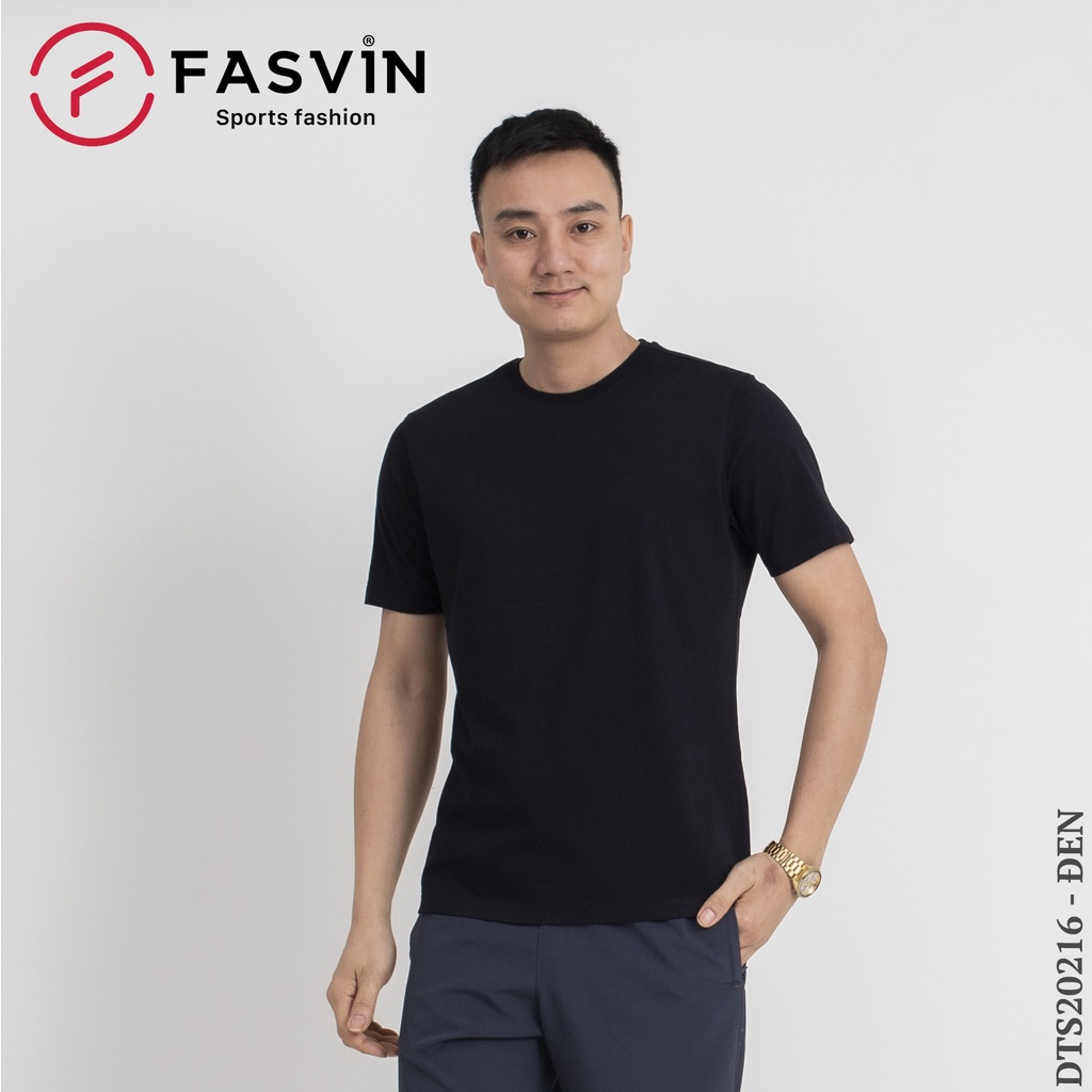 Áo phông nam cổ tròn tay ngắn Fasvin chất cotton cao cấp mềm mát co giãn dáng gọn TS20216.HN