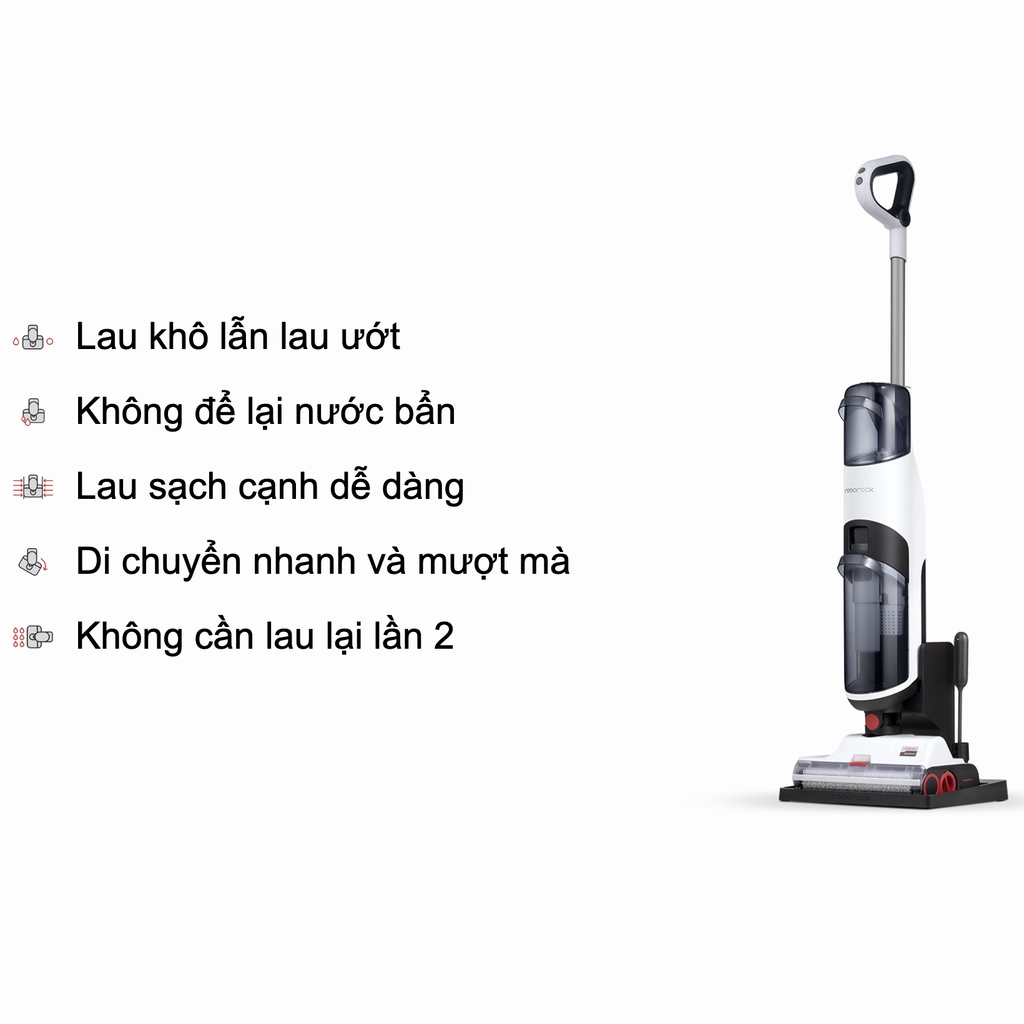 Máy lau nhà cầm tay không dây Roborock Dyad, xử lý vết bẩn khô và ướt dễ dàng, tự giặt dẽ lau, lực hút mạnh - Chính hãng