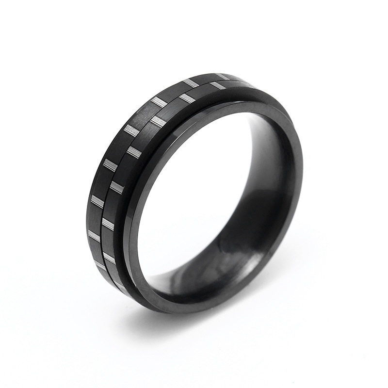 Nhẫn nam nữ tròn Unisex màu đen Thời trang Kuu Studio chất liệu Titan đẹp đơn giản - Nhẫn Spot Ring