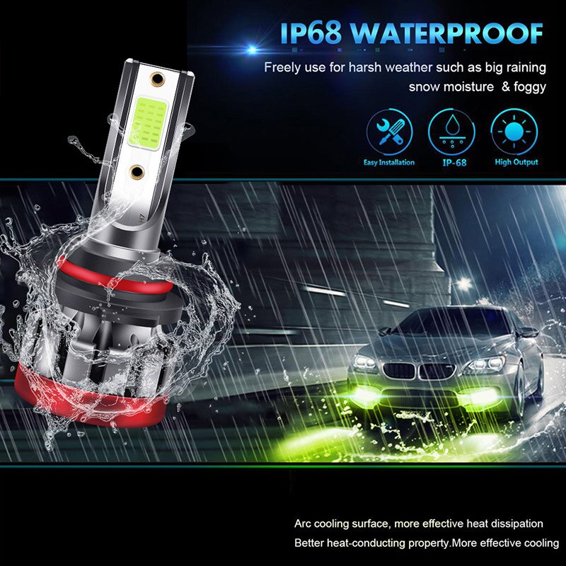 Set 2 bóng đèn SEAMETAL 881/ H27 5202 9005/ HB3 9006/ HB4 H11 P13W CSP chip 6000K LED cho đèn phá sương mù DRL xe hơi