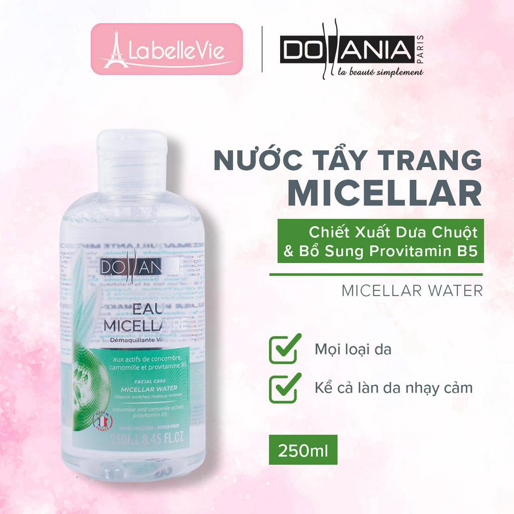 Nước tẩy trang Dollania Micellaire làm sạch sâu vitamin B5 giúp phục hồi da, cho da mềm mịn 250ml