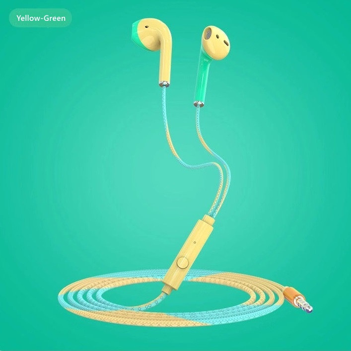 Tai Nghe Nhét Tai Thể Thao Có Dây Màu Hồng Macaron Dễ Thương Có Dây Điều Khiển Phổ Biến