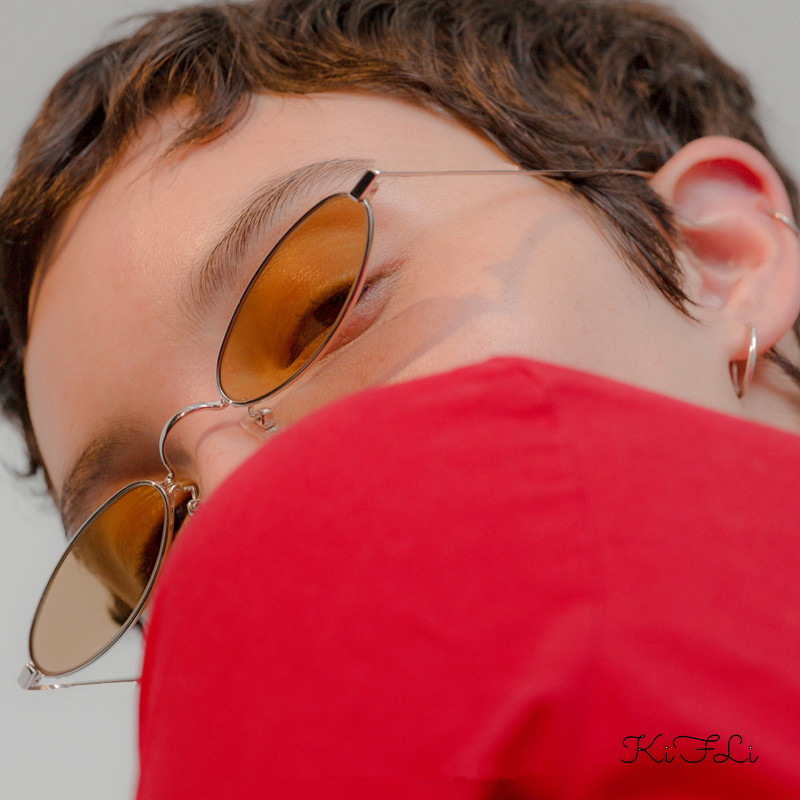 Kính Mát Gọng Kim Loại Hình Bầu Dục Phong Cách Hàn Quốc Cho Nam Và Nữ