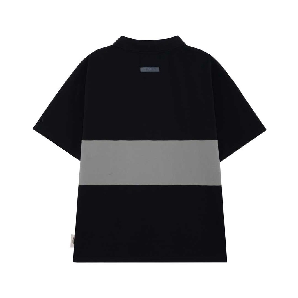 Áo polo nam nữ local brand unisex Outerity Cá Sấu Cross Cut / Đen&amp;Xám / ORT.B 704